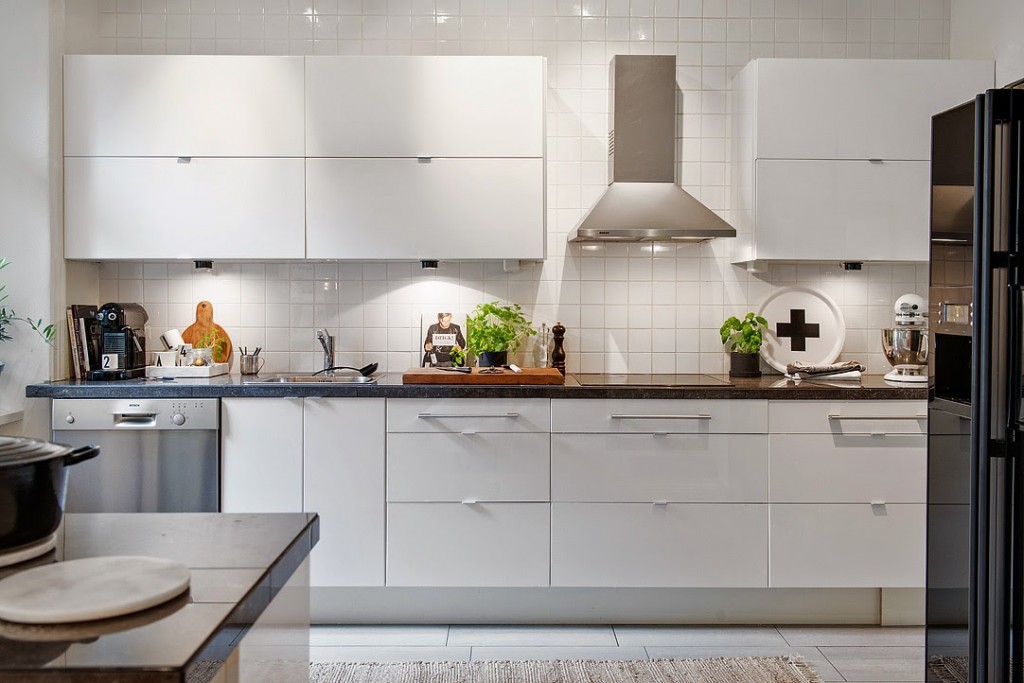 iskandinav stili beyaz mutfak