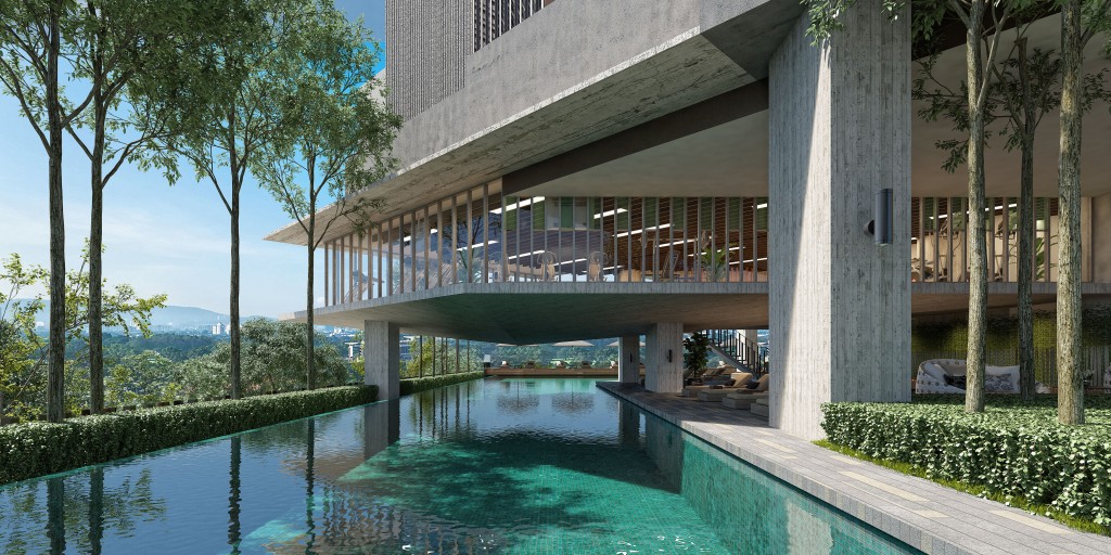 Infinity-edged Pool and Glass Enclosed Cantilevered Gym (Artists Impression)