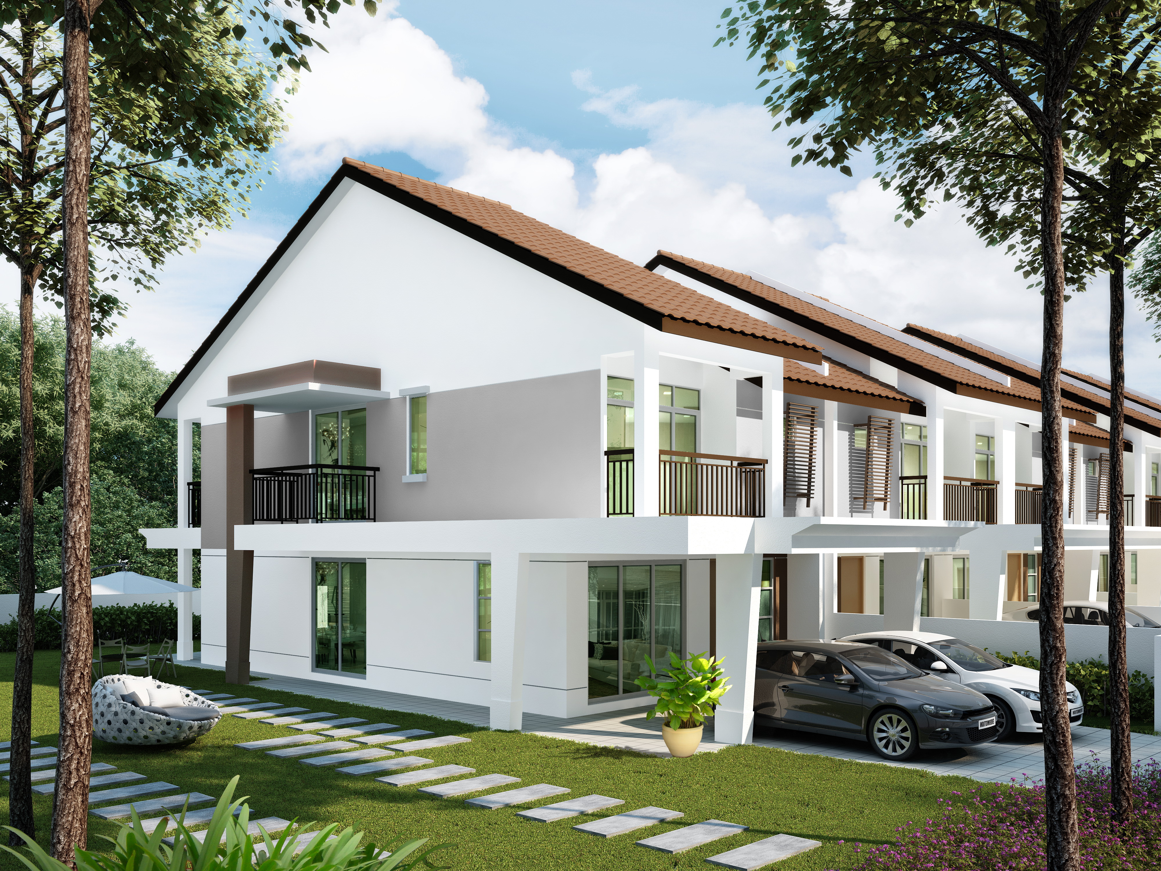 Tierra double-story terrace homes designed with double façade.